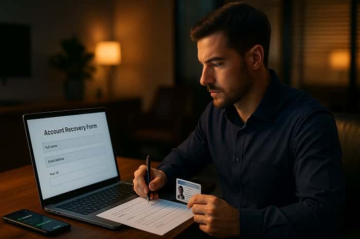 فرم بازگردانی پیج دیسیبل شده