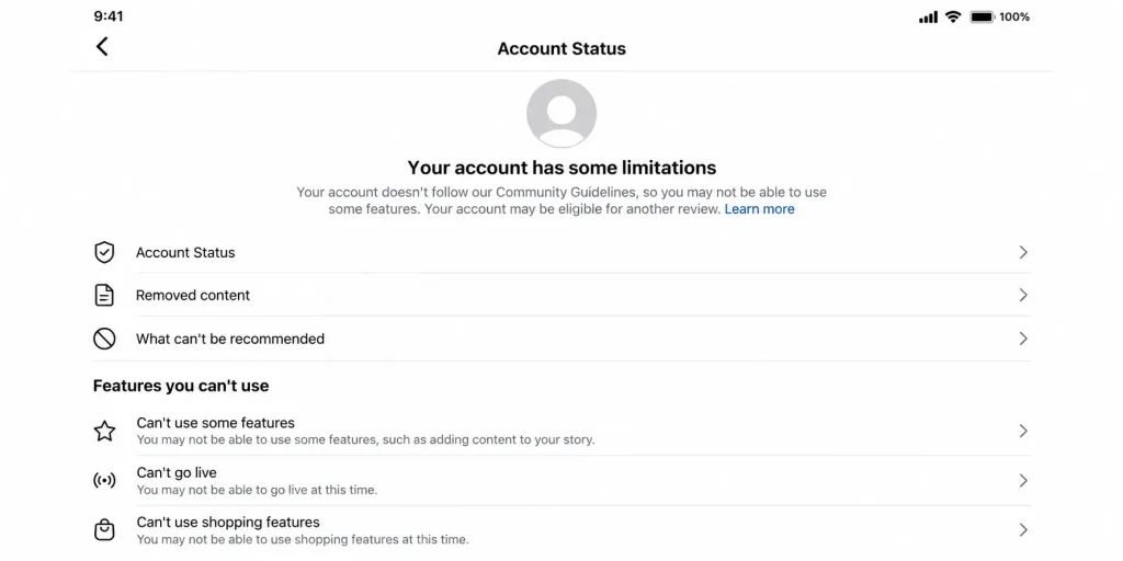 تشخیص سریع نوع محدودیت اینستاگرام