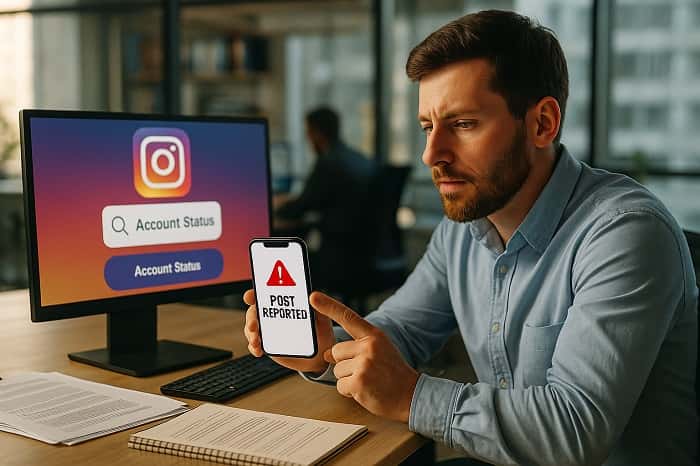 رفع ریپورت پست اینستاگرام از طریق وضعیت حساب