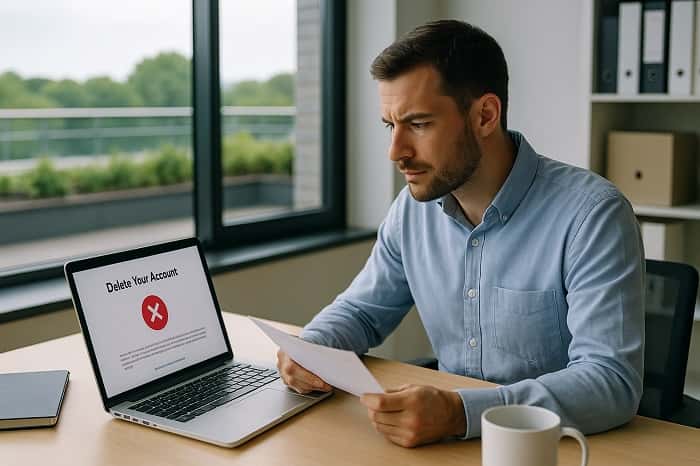 پاک کردن اکانت اینستاگرام با کامپیوتر