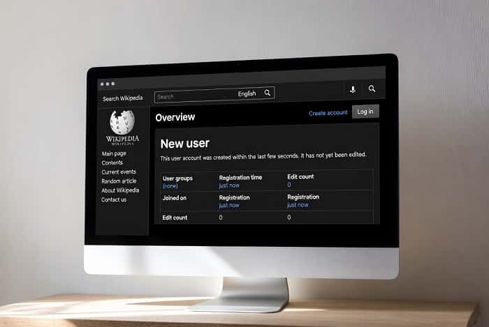 صفحه کاربری بعد از ساخت اکانت در ویکی پدیا