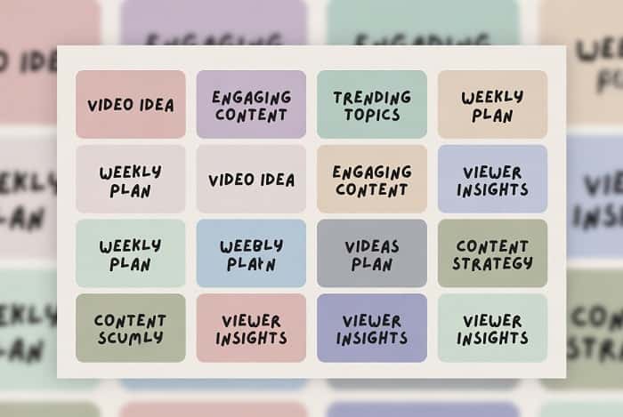 نمونه تقویم محتوایی با ایده‌های ویدیویی متنوع برای یوتیوب