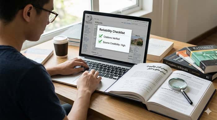 بررسی منابع و اعتبار مقالات در راهنمای کامل ویکی پدیا