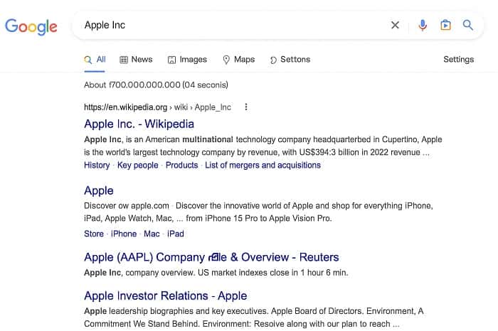 نمایش صفحه ویکی پدیا یک برند در نتایج اول گوگل