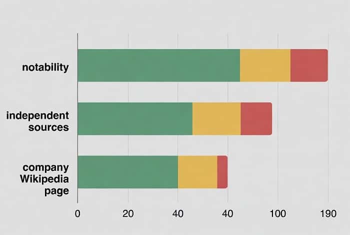 اینفوگرافیک ارتباط سرشناسی و منابع مستقل با داشتن صفحه ویکی پدیا برای کسب و کارها