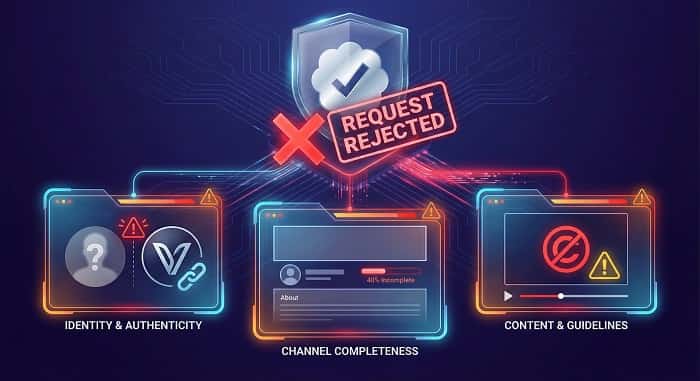 دلایل رد شدن درخواست تیک یوتیوب 