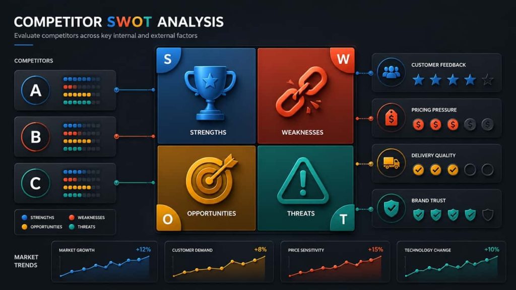 نمونه ساده از تحلیل SWOT رقبا