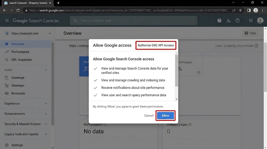 Allow Google access